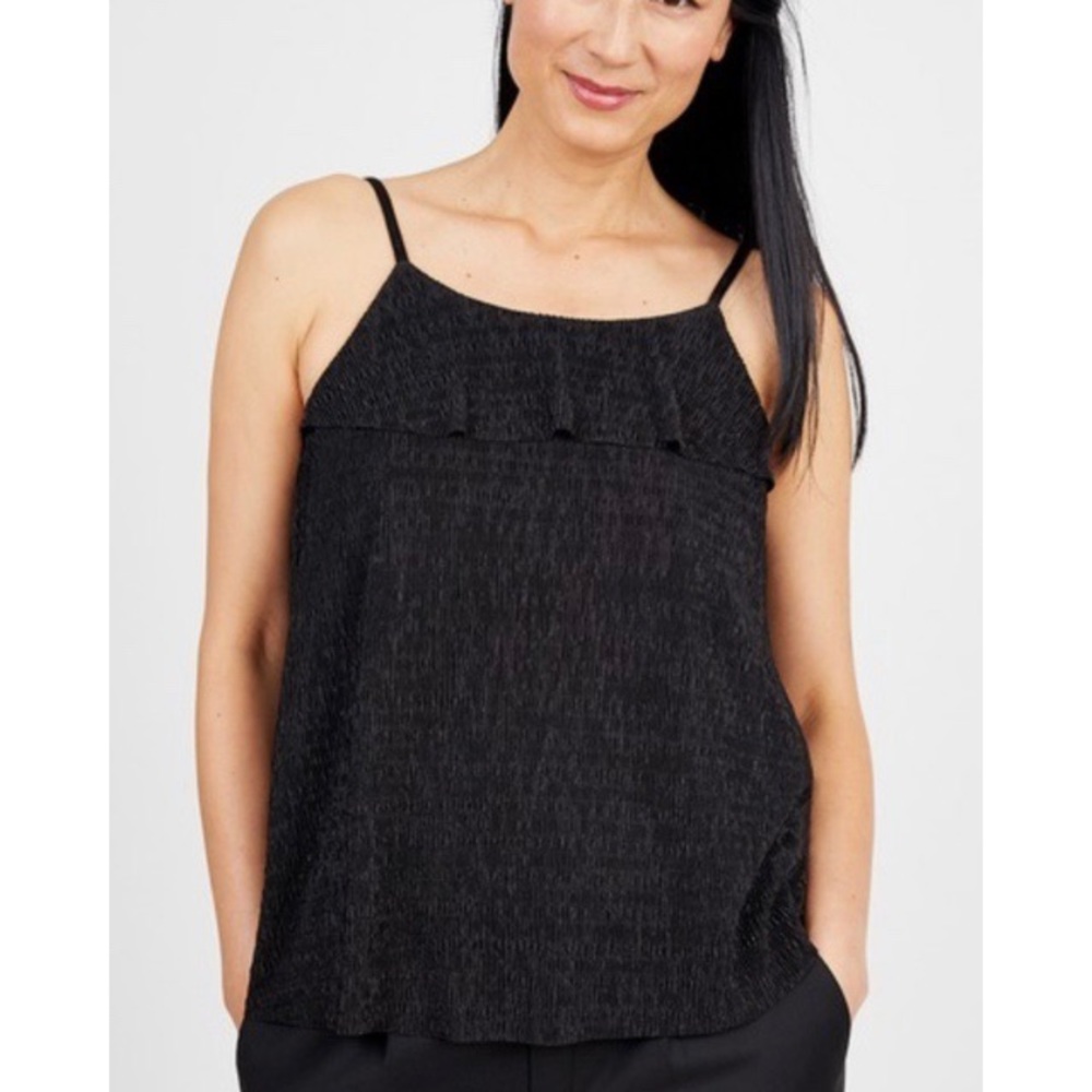 ICHI Textured Ruffle Tank